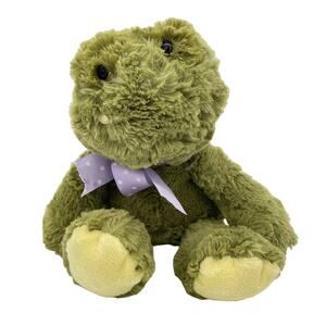 Animal Adventure Green Frog Plush Yellow Spotted Purple Polka Dot Ribbon 2016